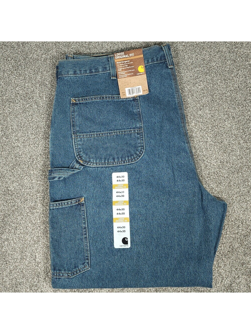 NWT Carhartt 44x30 Men's Loose Original Fit Work Dungaree Denim Jean B13 DPS